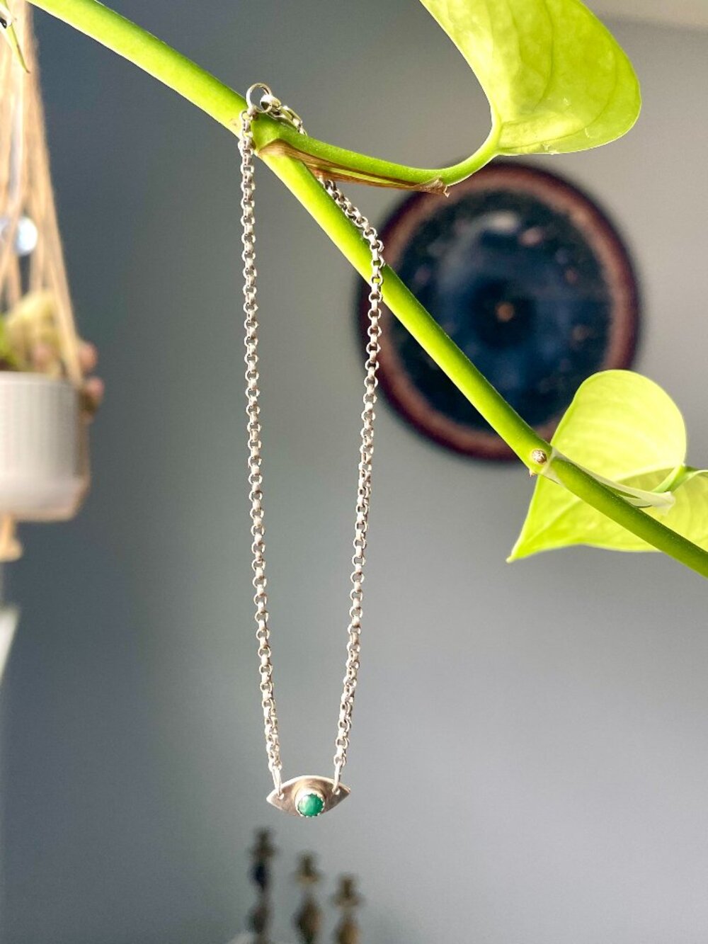 Silver & Emerald Anklet Bracelet